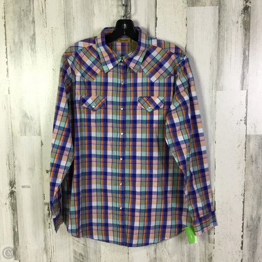 Top Long Sleeve By Wrangler In Blue & Pink, Size: L