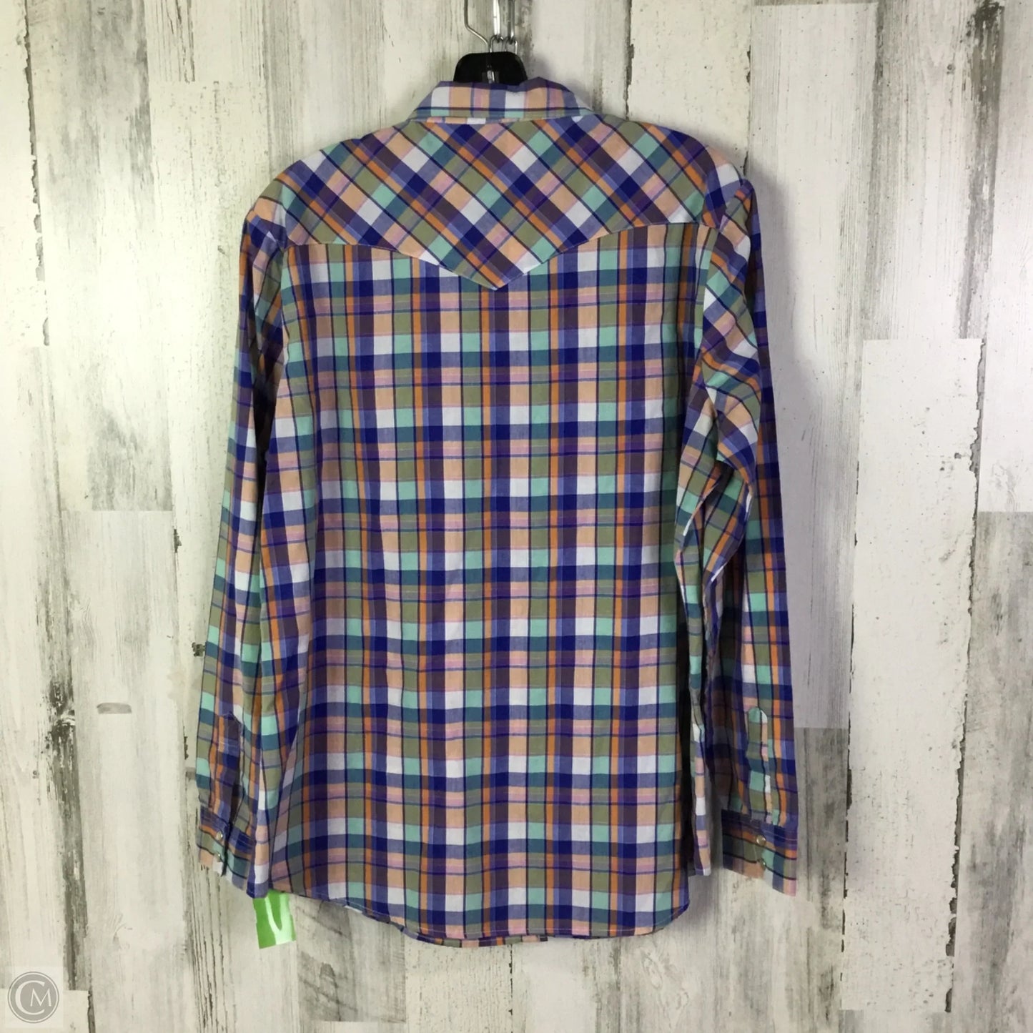 Top Long Sleeve By Wrangler In Blue & Pink, Size: L
