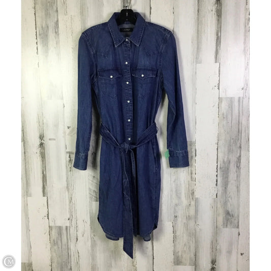 Dress Casual Midi By Lauren By Ralph Lauren In Blue Denim, Size: S