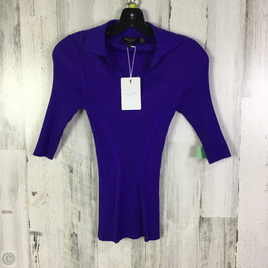 Top 3/4 Sleeve By Ted Baker In Blue, Size: S