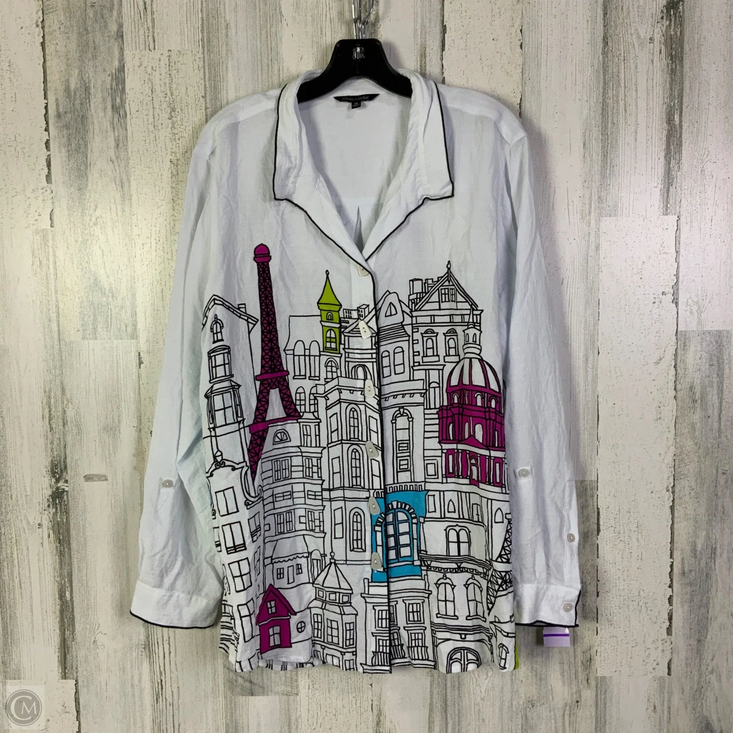 Top Long Sleeve By John Mark In White, Size: 1x