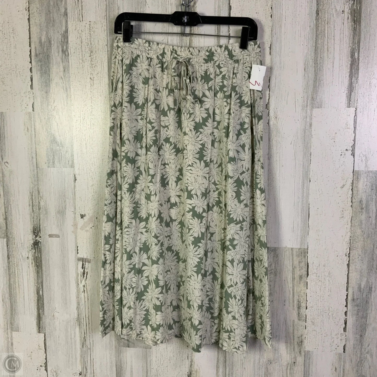 Skirt Midi By Be Cool In Cream & Green, Size: 8