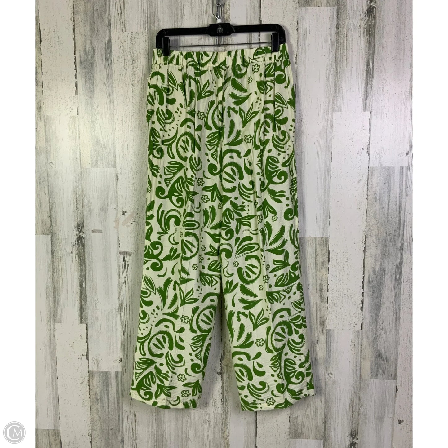 Pants Wide Leg By Adrianna Papell In Cream & Green, Size: 4