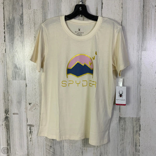 Athletic Top Short Sleeve By Spyder In Cream, Size: L