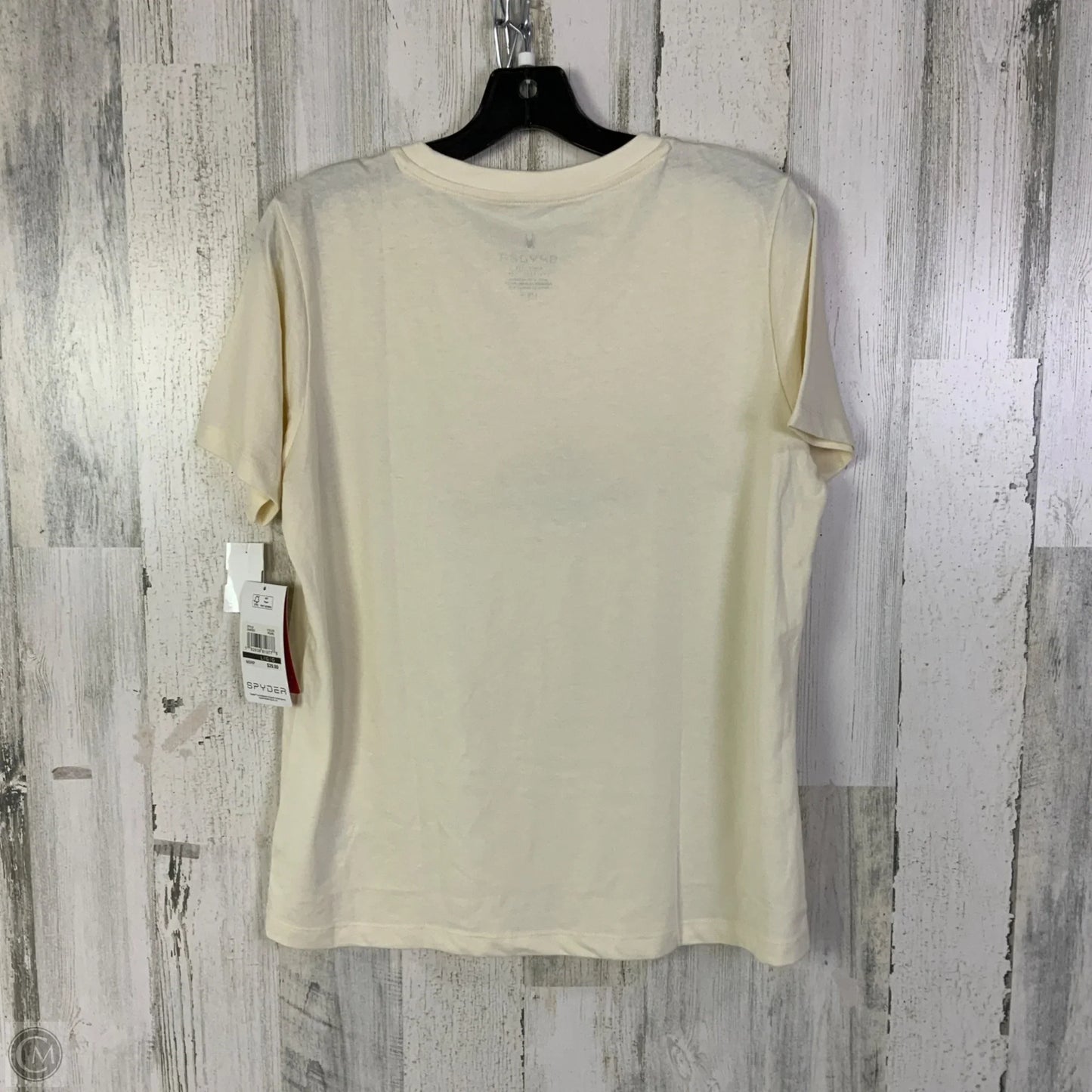 Athletic Top Short Sleeve By Spyder In Cream, Size: L