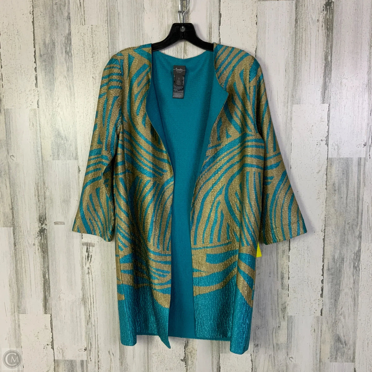 Cardigan By Chicos In Blue & Gold, Size: M