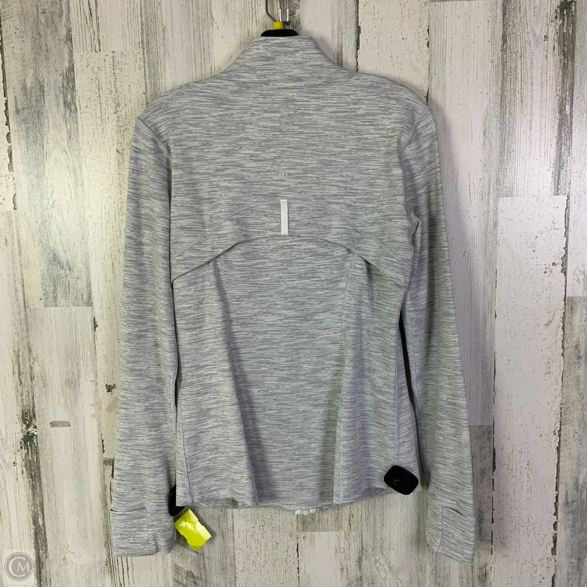 Athletic Jacket By Lululemon In Grey & White, Size: 10