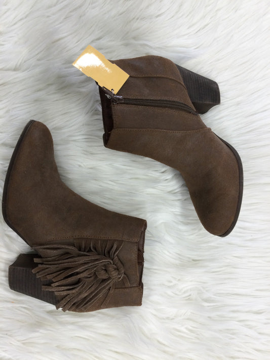 Boots Ankle Heels By Fergalicious In Brown, Size:7