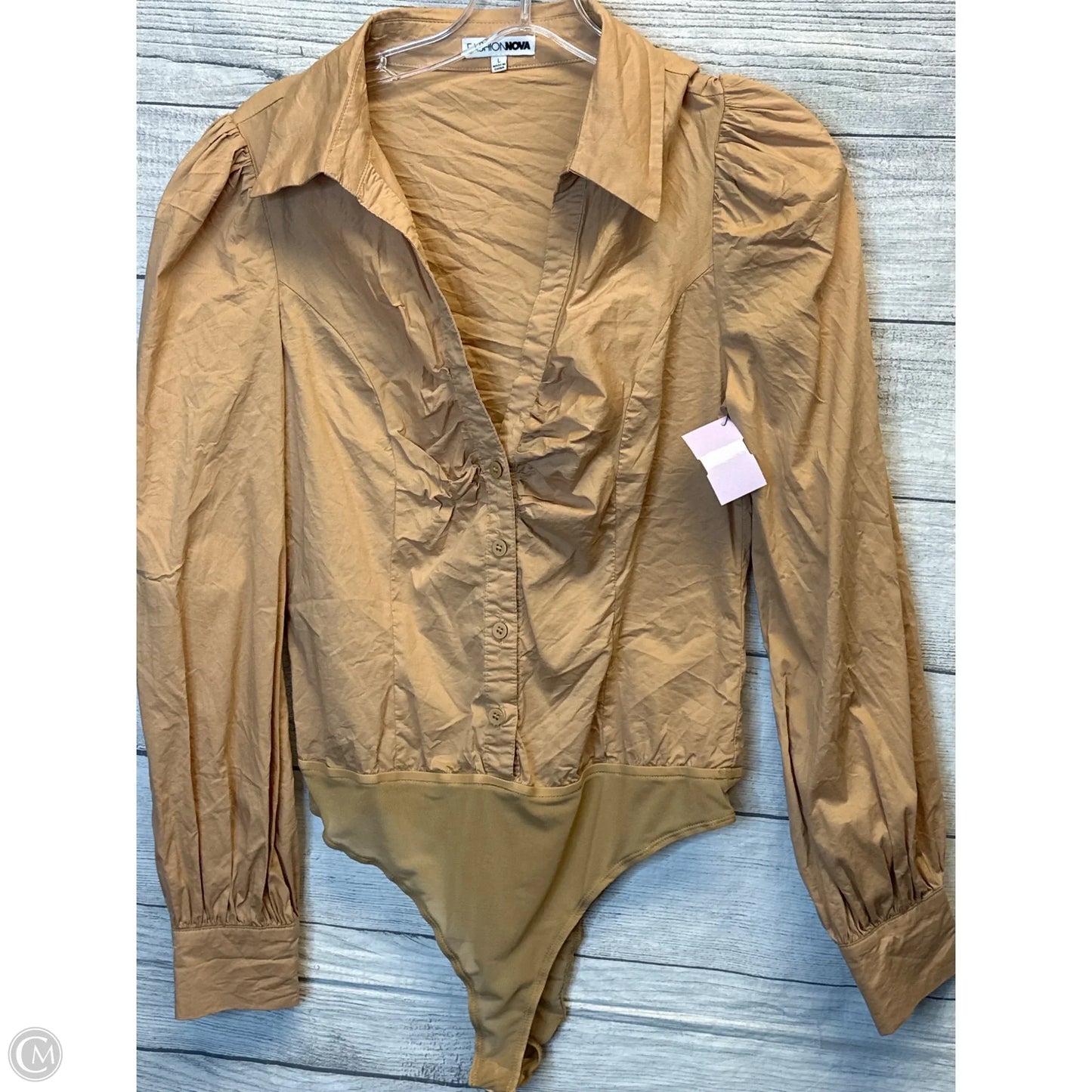 Top Long Sleeve By Fashion Nova In Brown, Size: L
