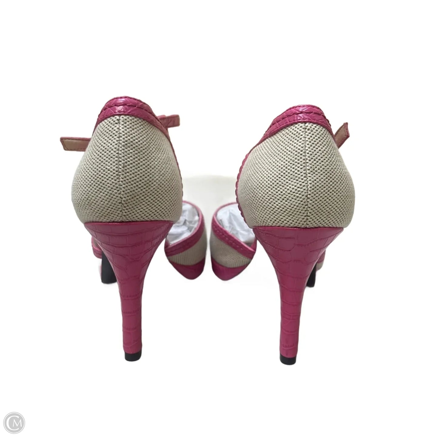 Sandals Heels Kitten By Nine West In Pink & White, Size: 10