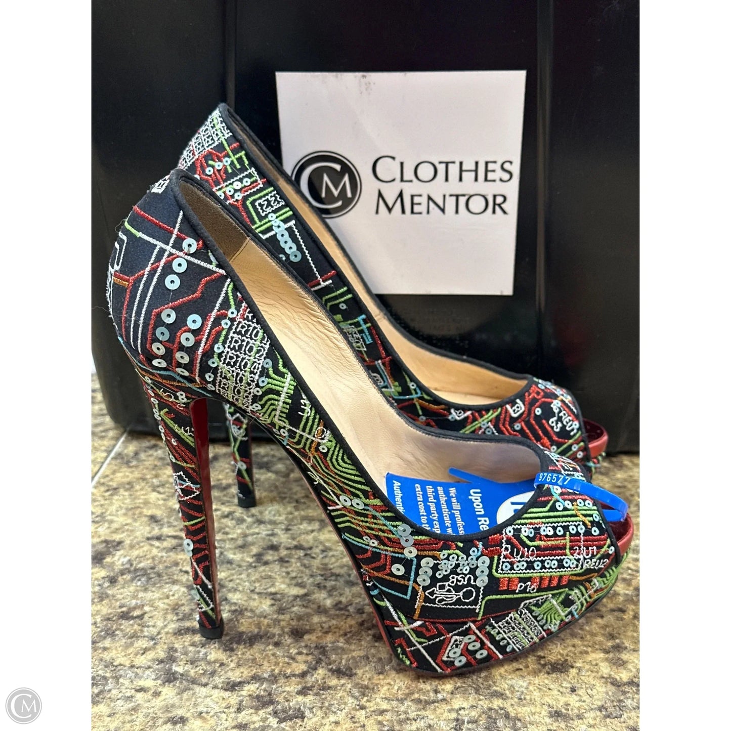 Sandals Designer By Christian Louboutin In Multi-colored, Size: 39.5