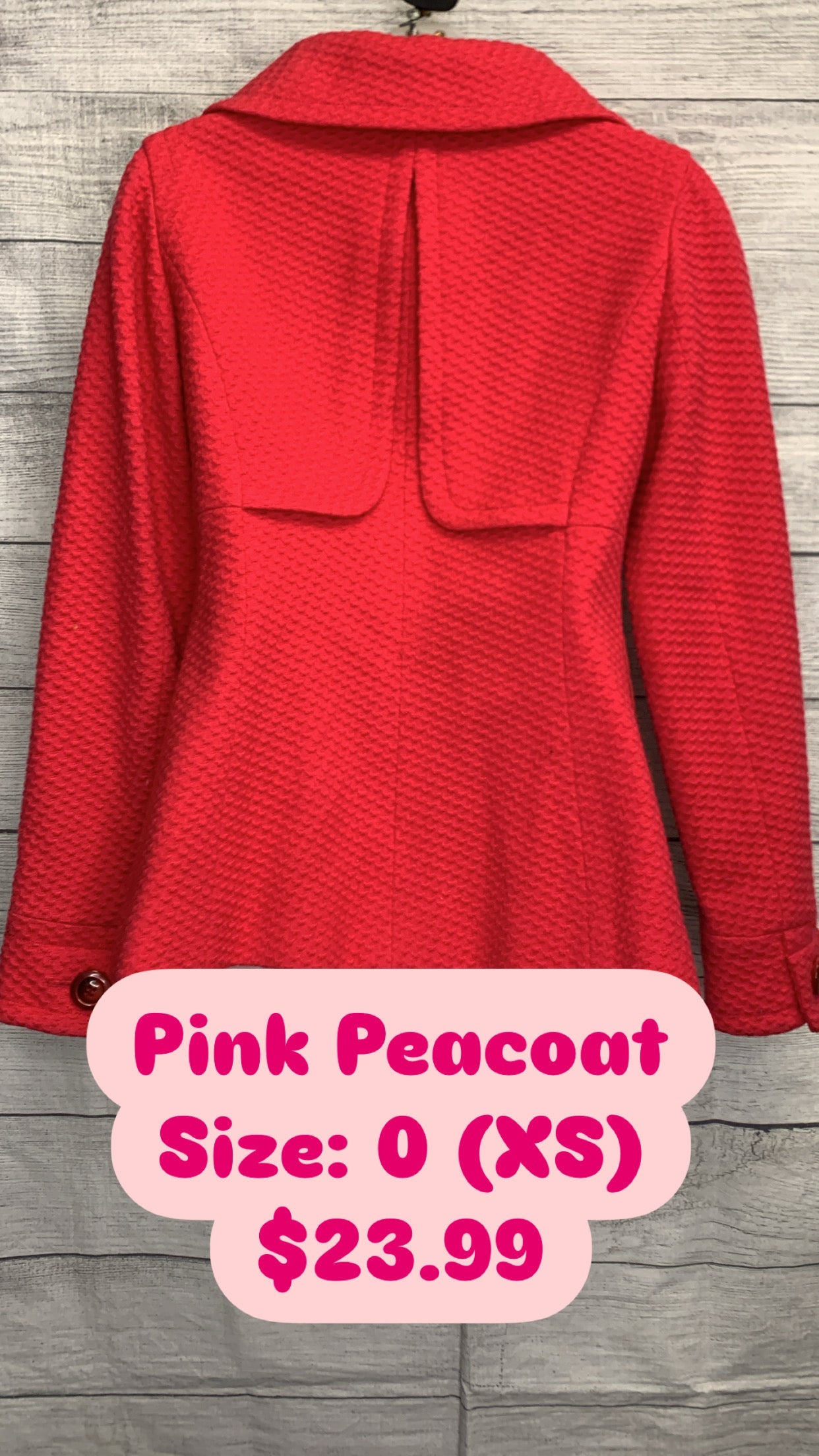 Coat Peacoat By Ecco In Pink, Size: 16.5