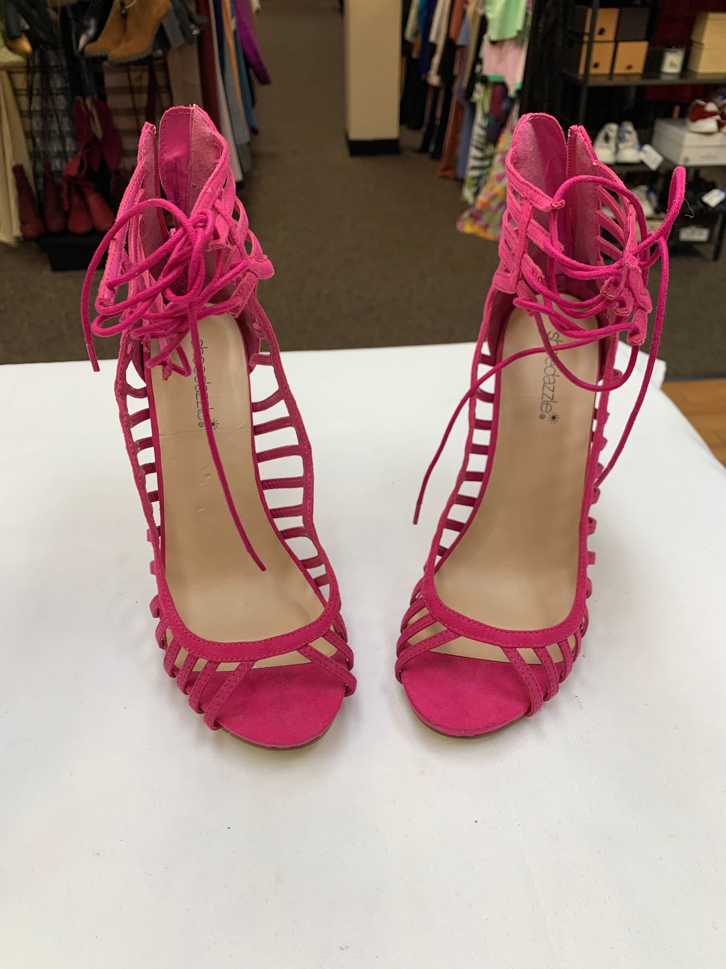 Sandals Heels Stiletto By Shoedazzle In Pink, Size: 10