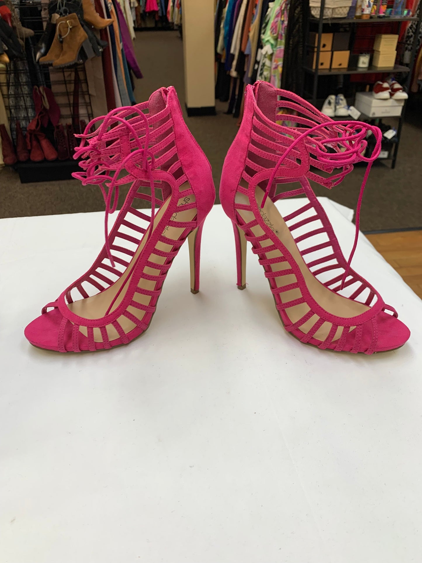 Sandals Heels Stiletto By Shoedazzle In Pink, Size: 10