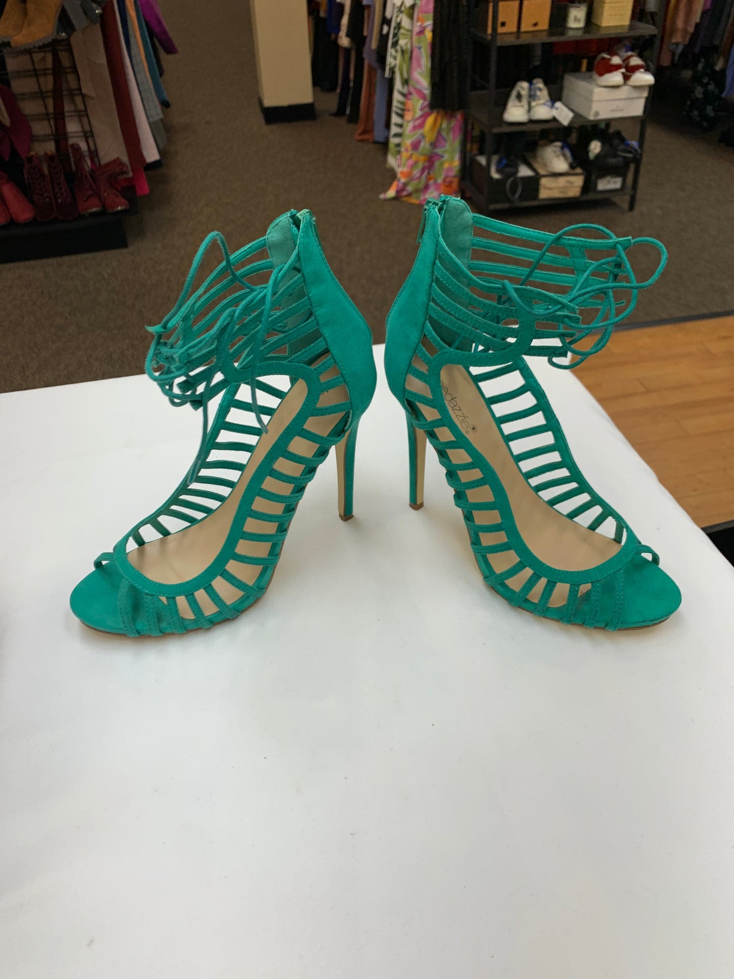 Sandals Heels Stiletto By Shoedazzle In Green, Size: 10