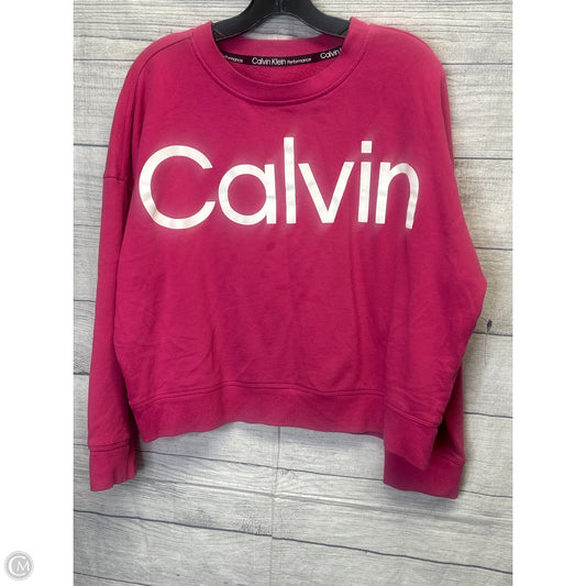 Athletic Sweatshirt Hoodie By Calvin Klein In Pink, Size: L