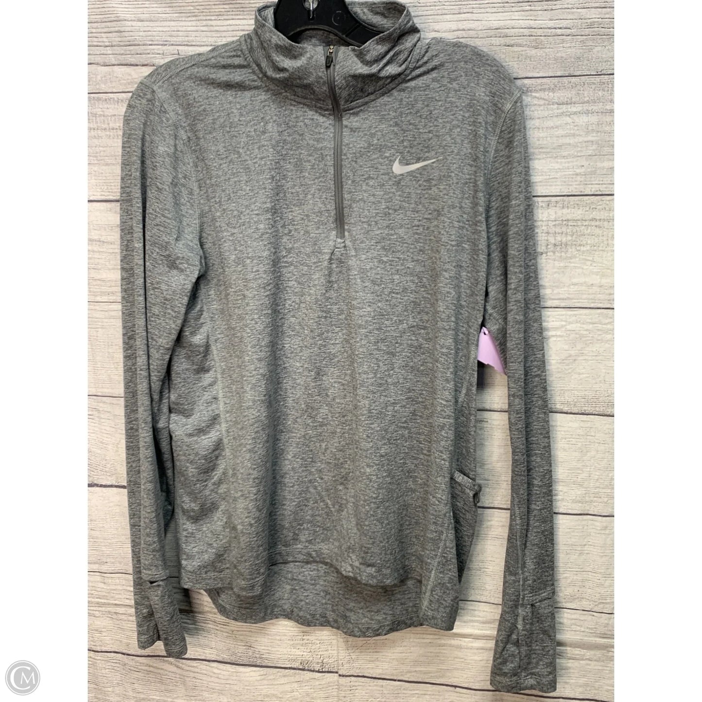 Athletic Top Long Sleeve Crewneck By Nike In Grey, Size: M