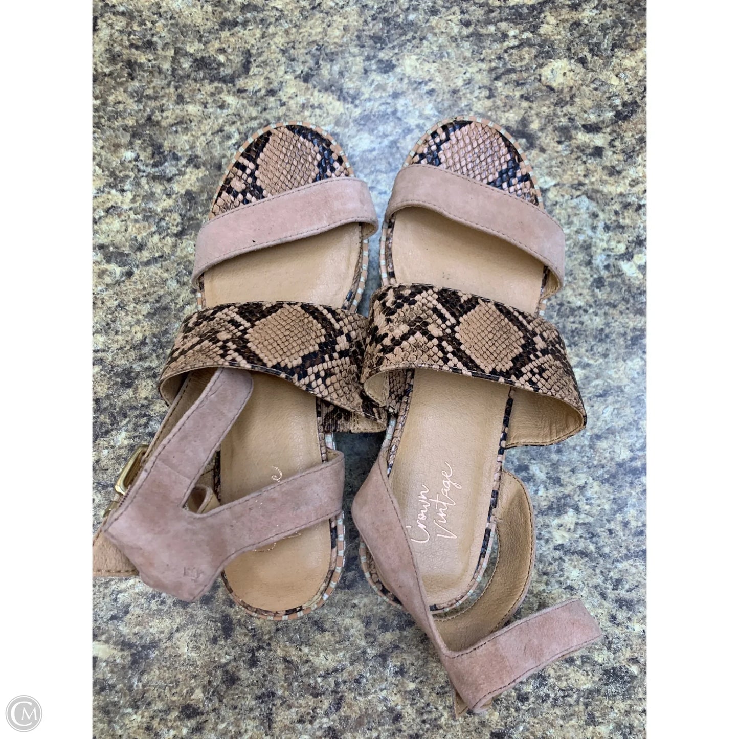 Shoes Heels Wedge By Crown Vintage In Animal Print, Size: 7