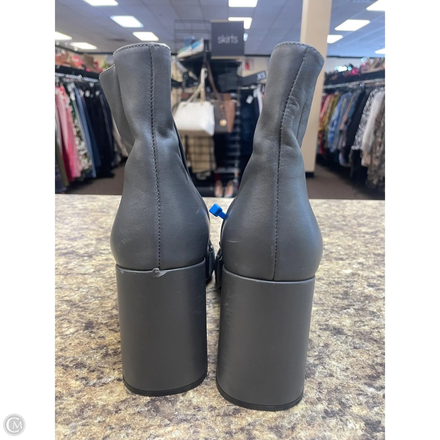 Boots Luxury Designer By Prada In Grey, Size: 10