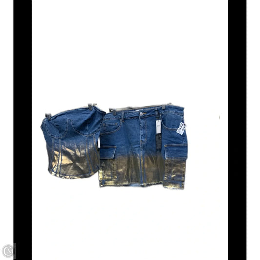 Skirt Midi By Forever 21 In Blue & Gold, Size: 2x