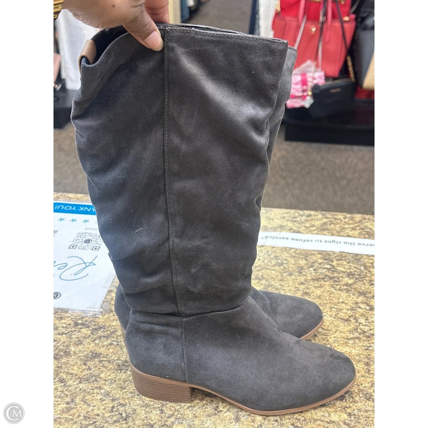 Boots Mid-calf Flats By Candies In Grey, Size: 8