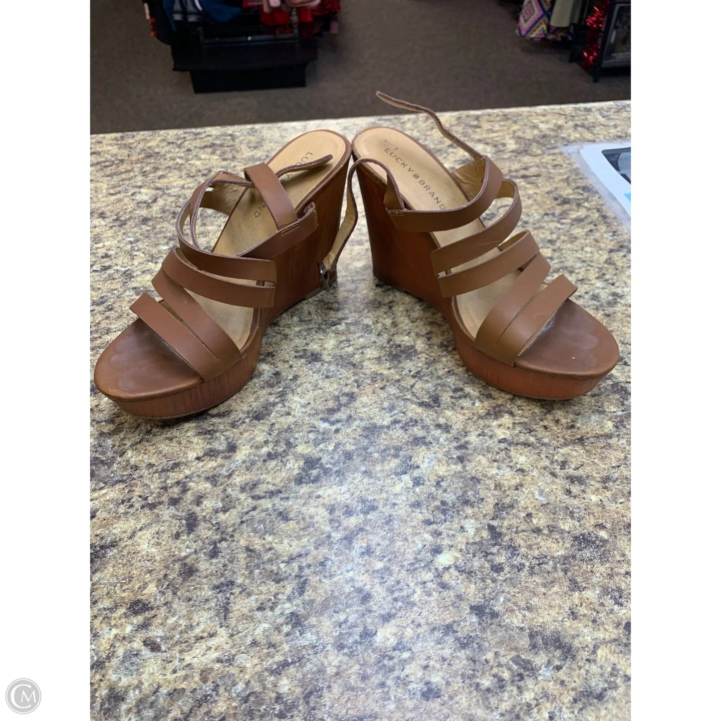 Shoes Heels Wedge By Lucky Brand In Brown, Size: 8.5