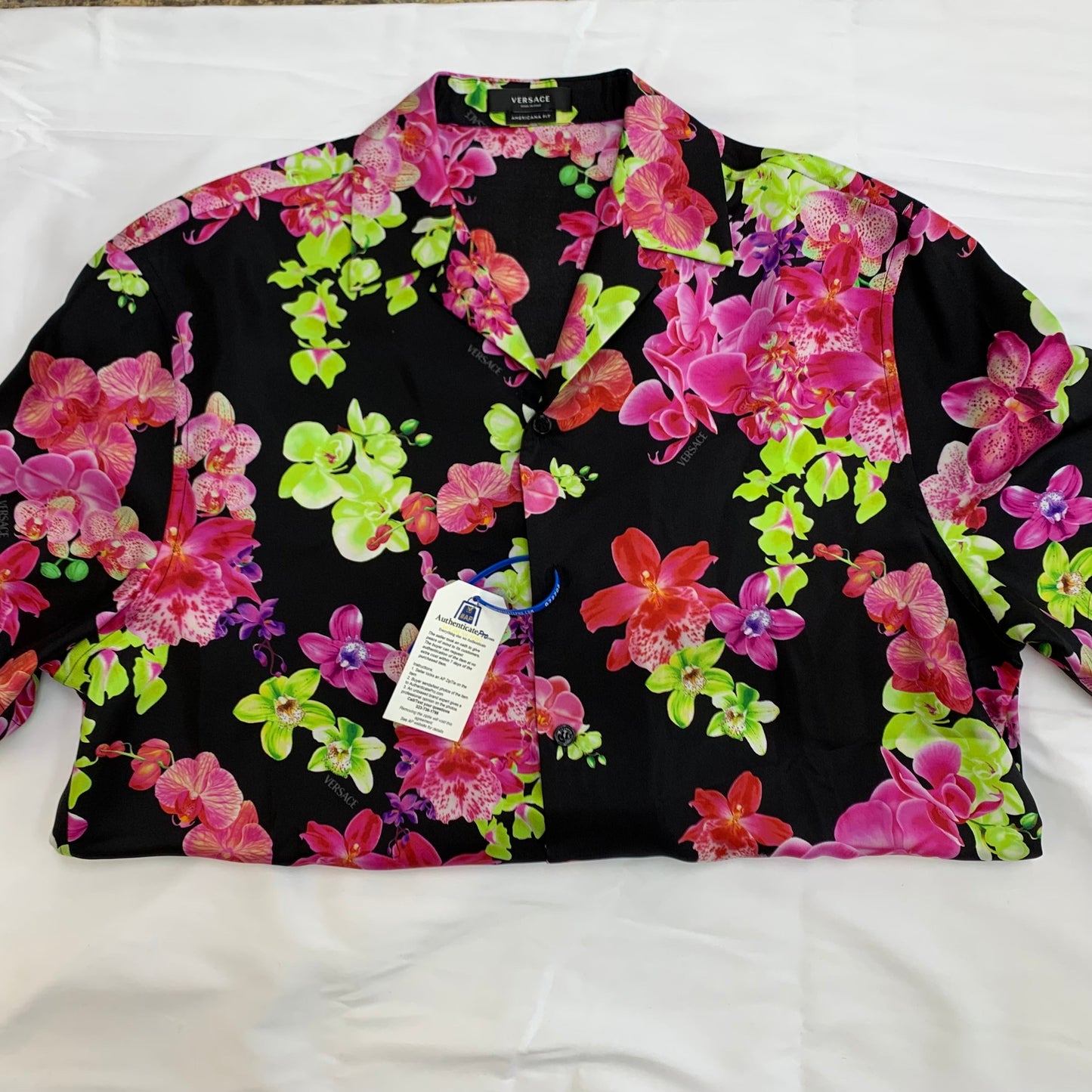 Top Short Sleeve By Versace In Floral Print, Size: Xl