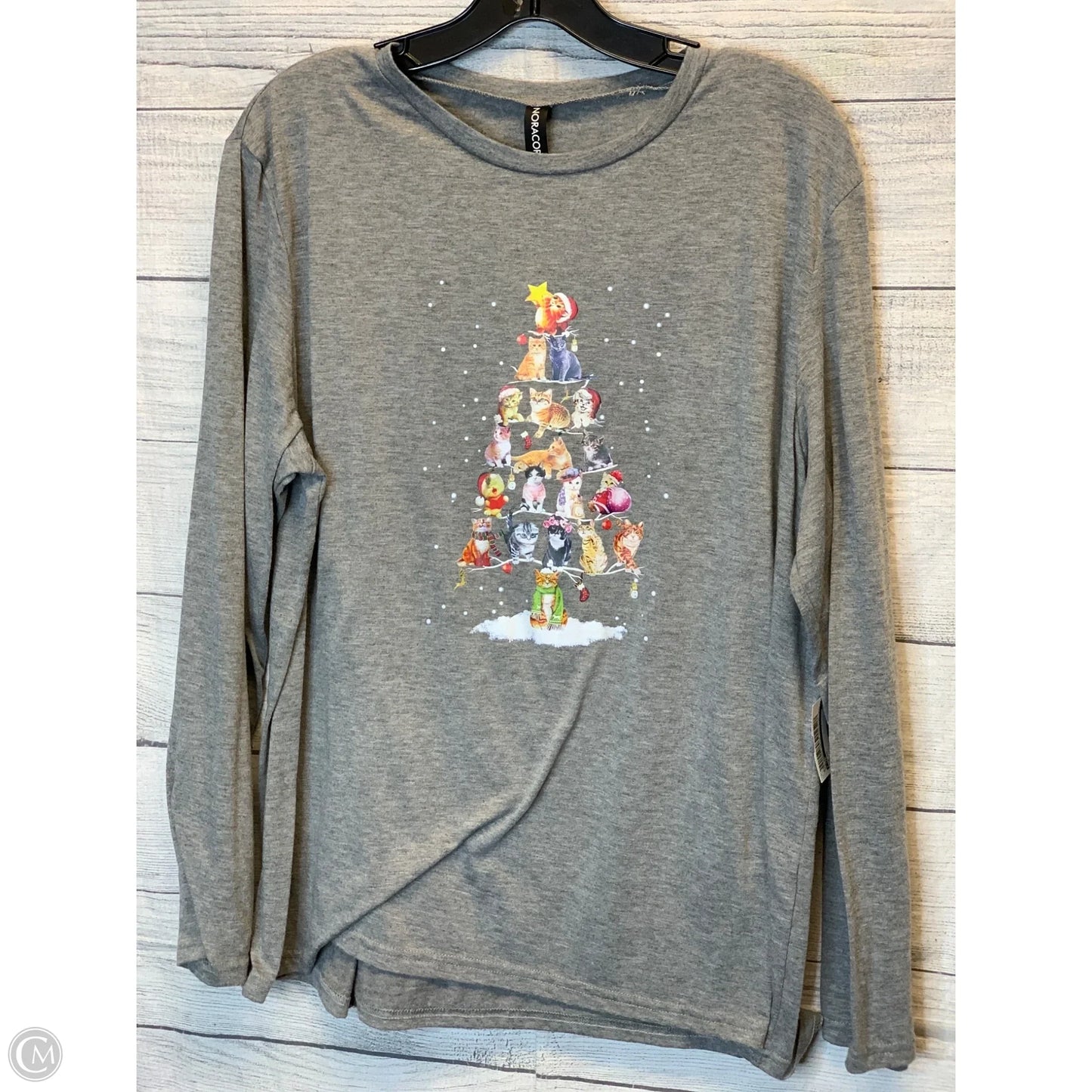 Top Long Sleeve By Cmf In Grey, Size: 2x