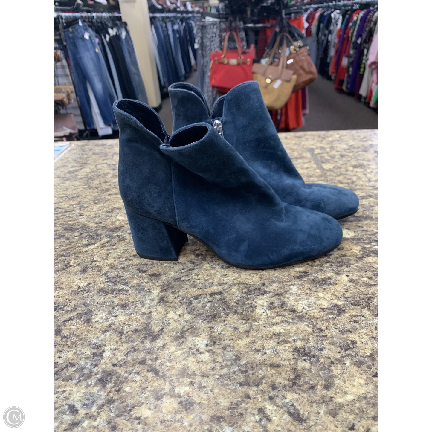 Boots Ankle Heels By Vince Camuto In Navy, Size: 7