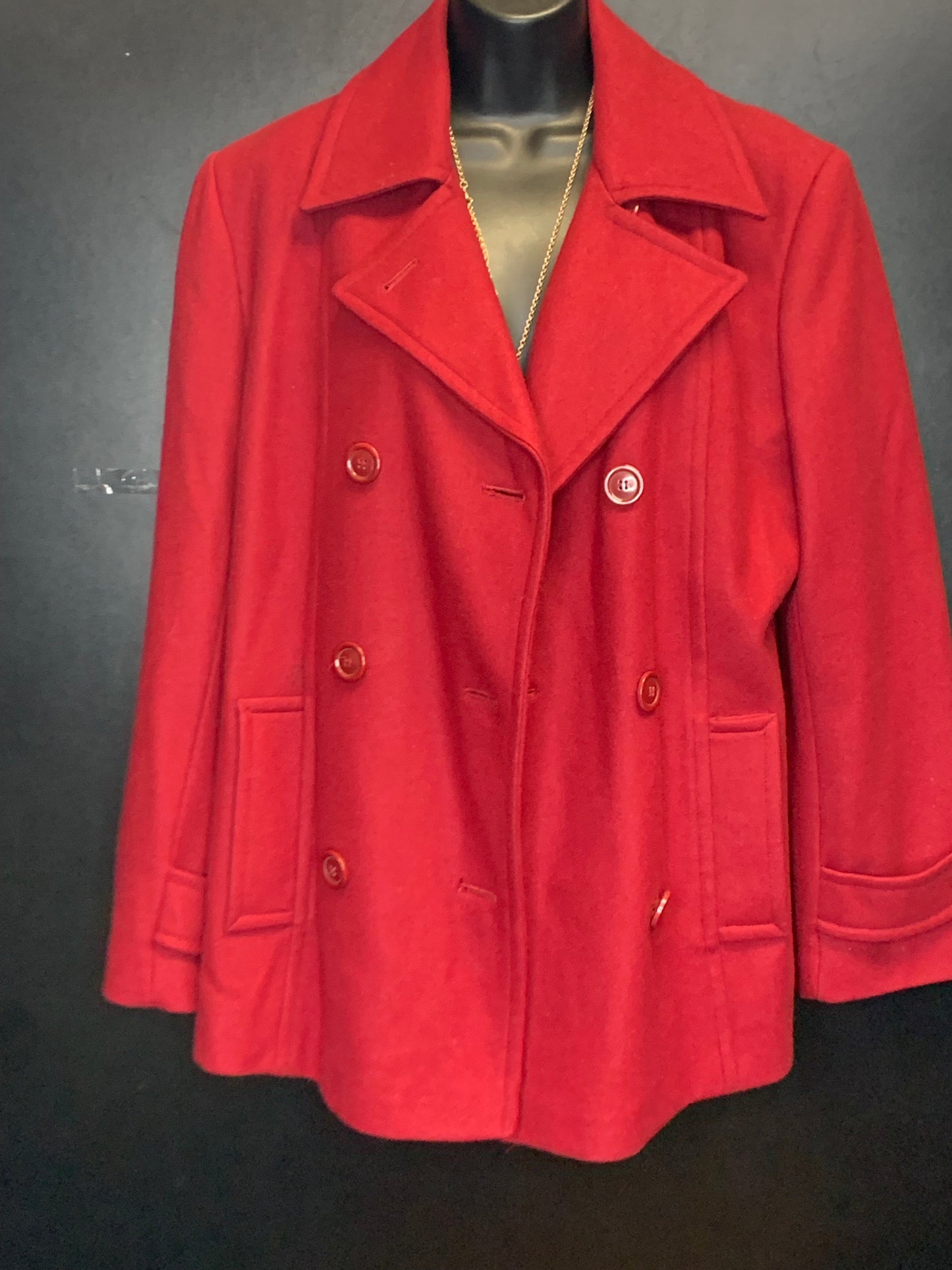 Coat Peacoat By Gallery In Burgundy, Size: L