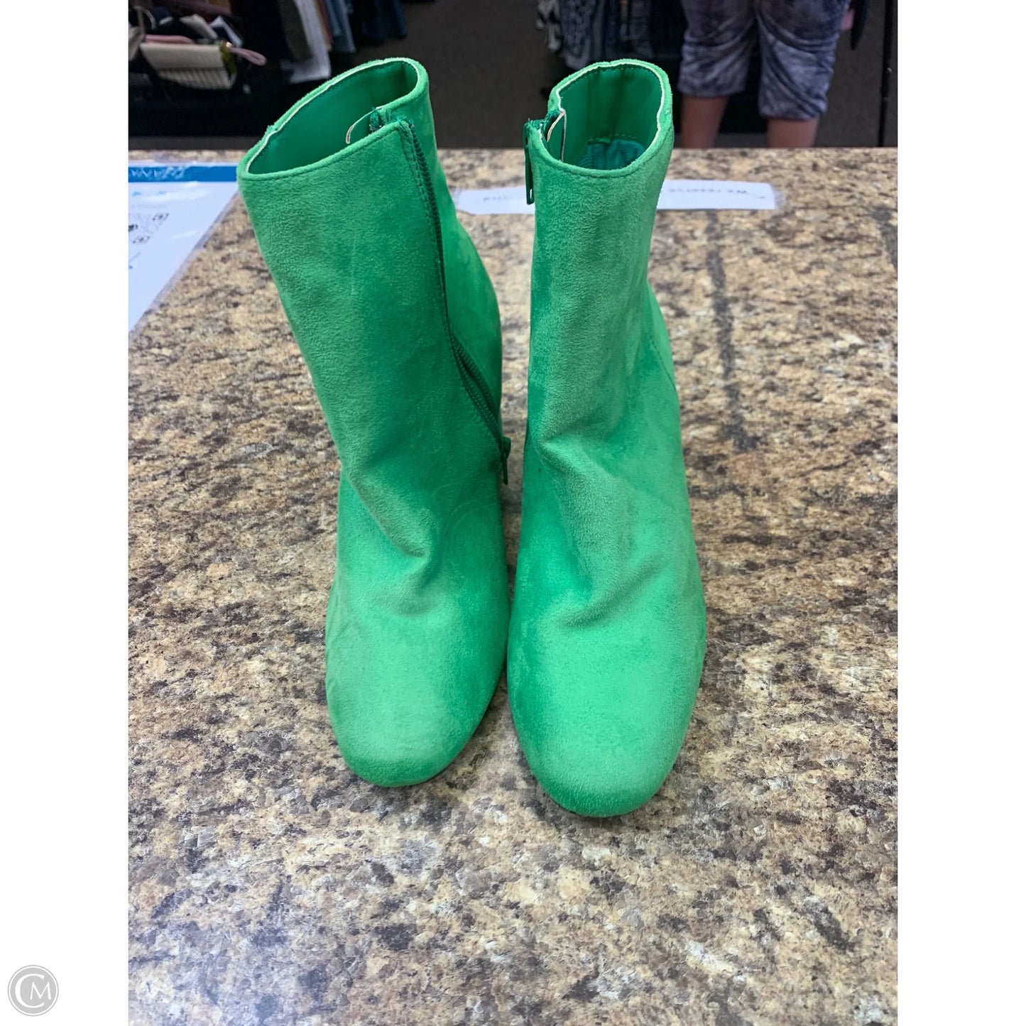 Boots Mid-calf Heels By Bamboo In Green, Size: 6