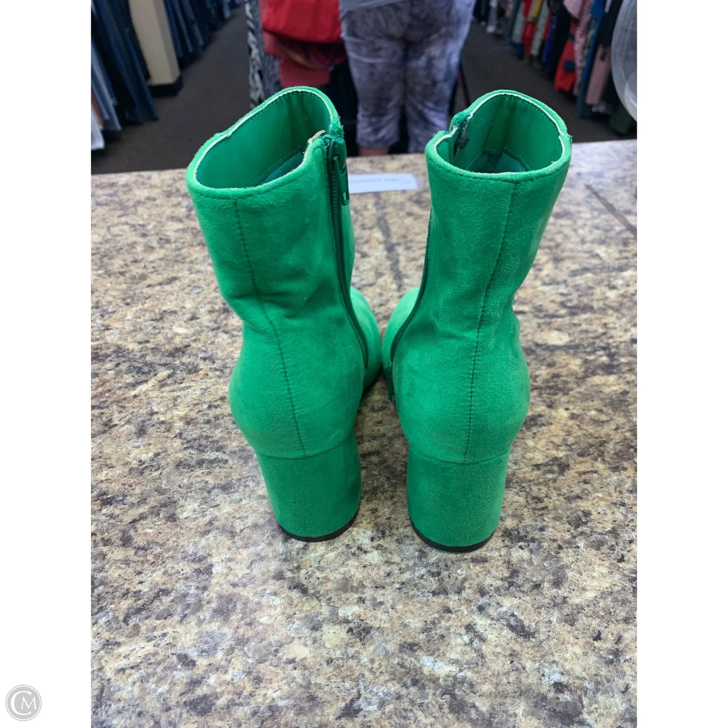 Boots Mid-calf Heels By Bamboo In Green, Size: 6