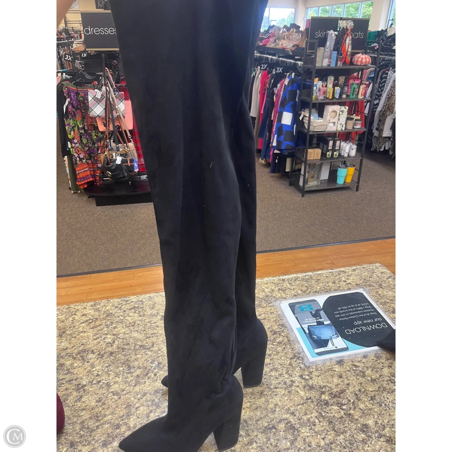 Boots Knee Heels By Cmf In Black, Size: 7