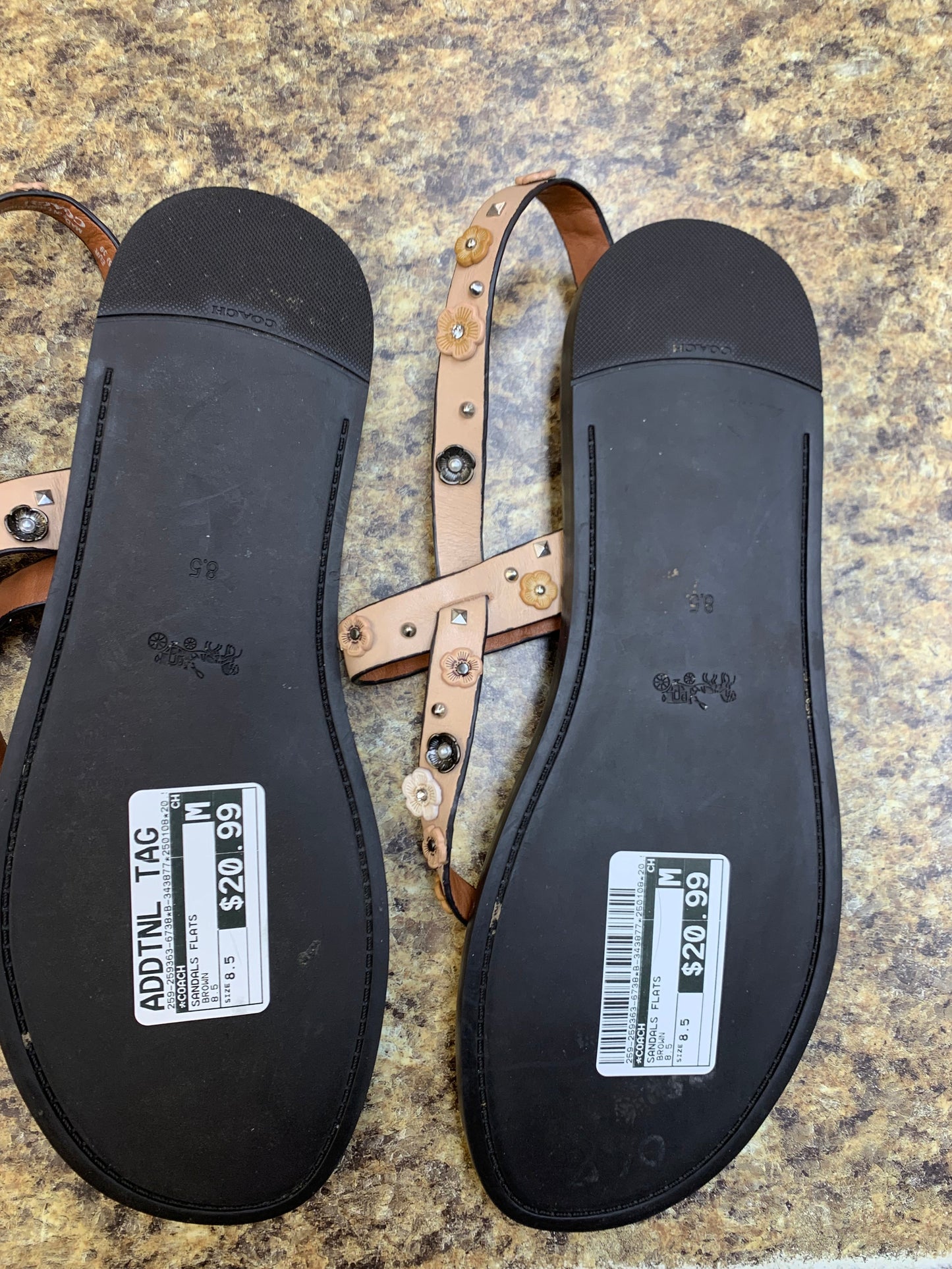 Sandals Flats By Coach In Brown, Size: 8.5