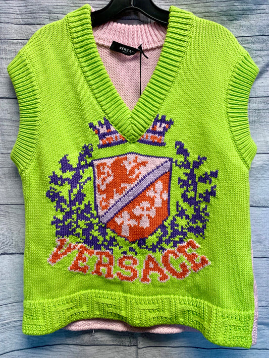 Sweater Luxury Designer By Versace In Green & Pink