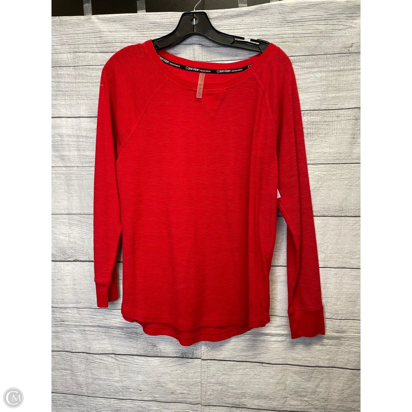 Top Long Sleeve By Calvin Klein In Red, Size: S