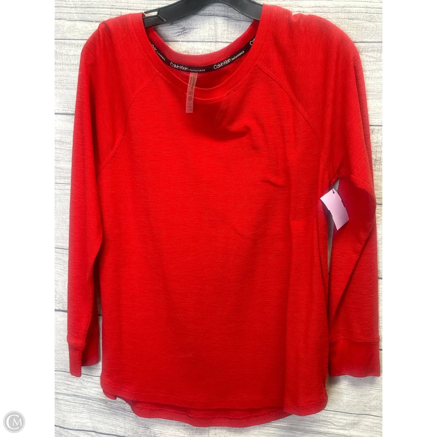 Top Long Sleeve By Calvin Klein In Red, Size: S