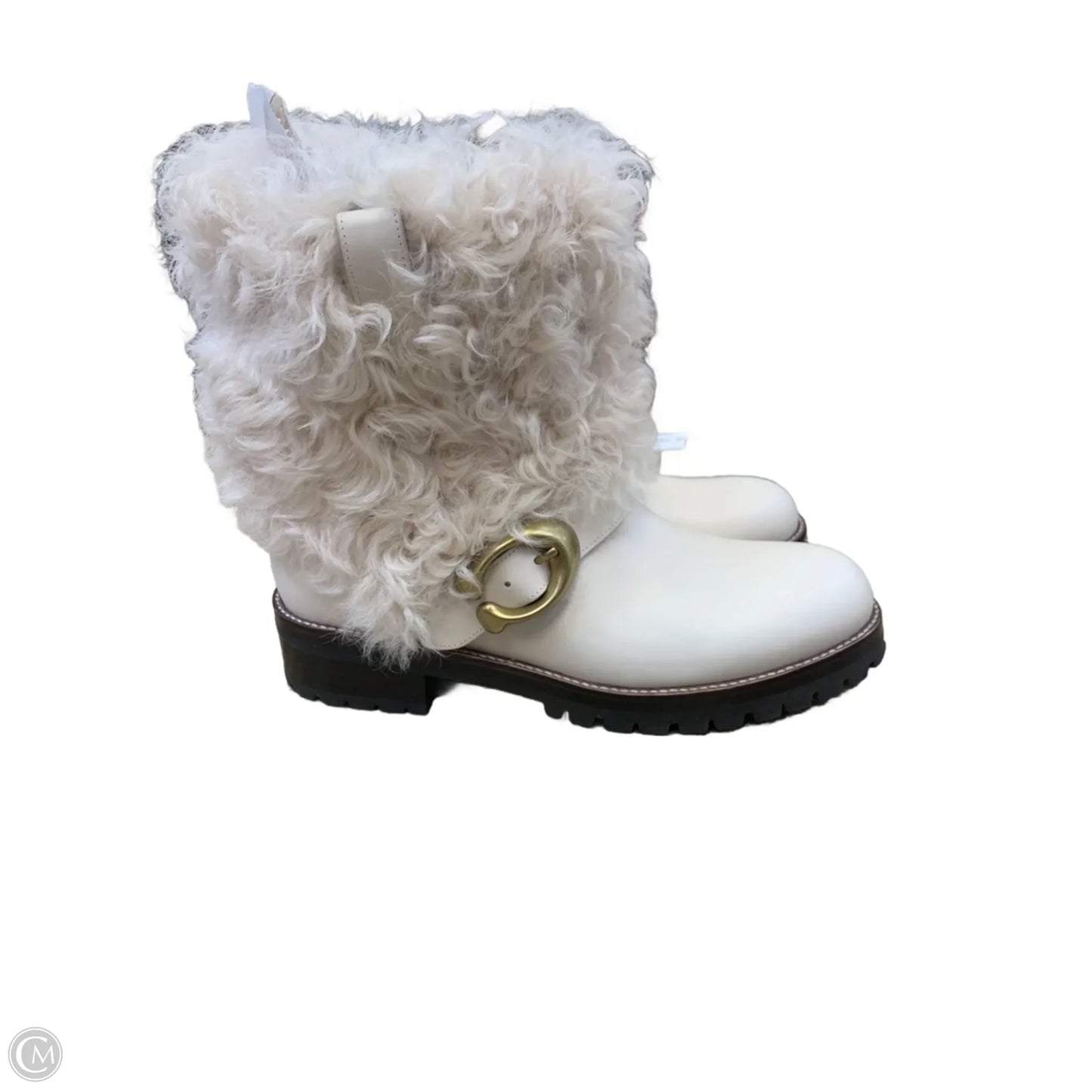 Boots Designer By Coach In White, Size: 9.5