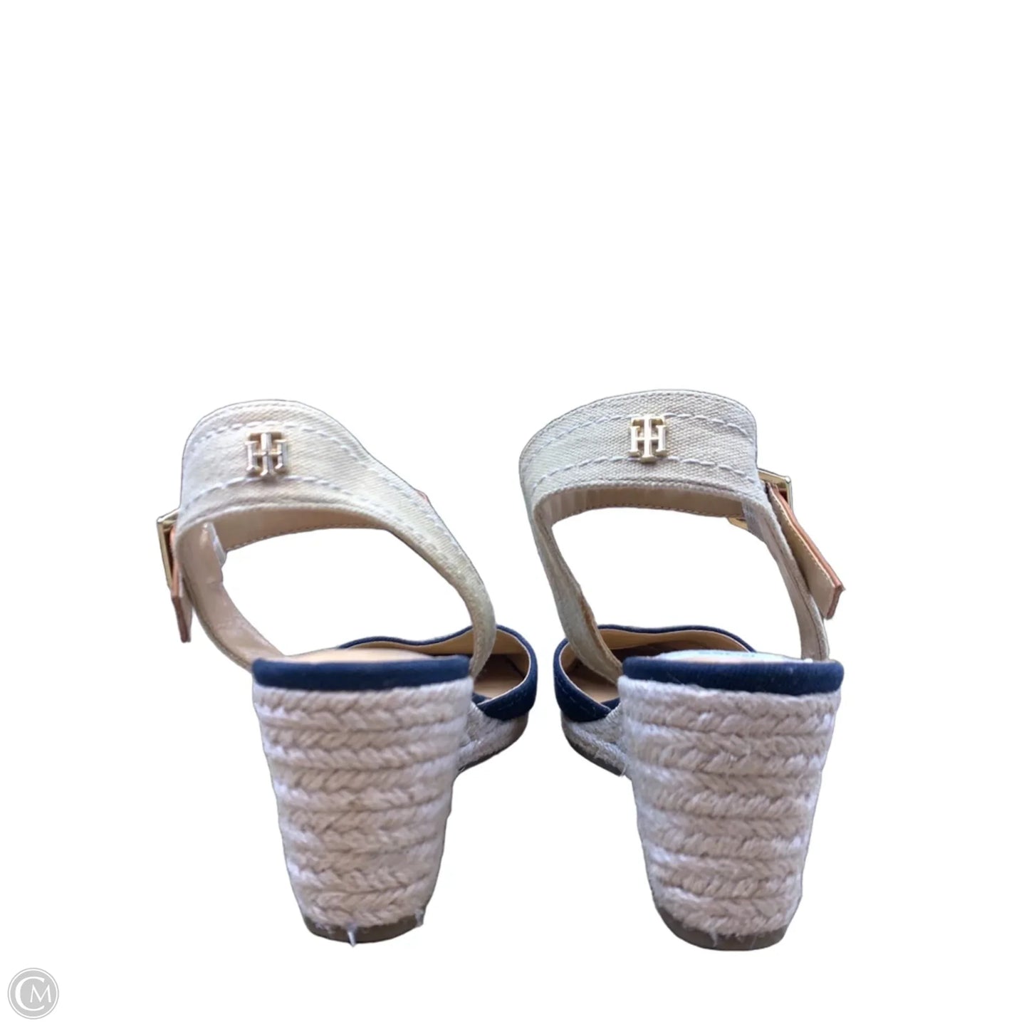 Shoes Heels Wedge By Tommy Hilfiger In Blue & Cream, Size: 7