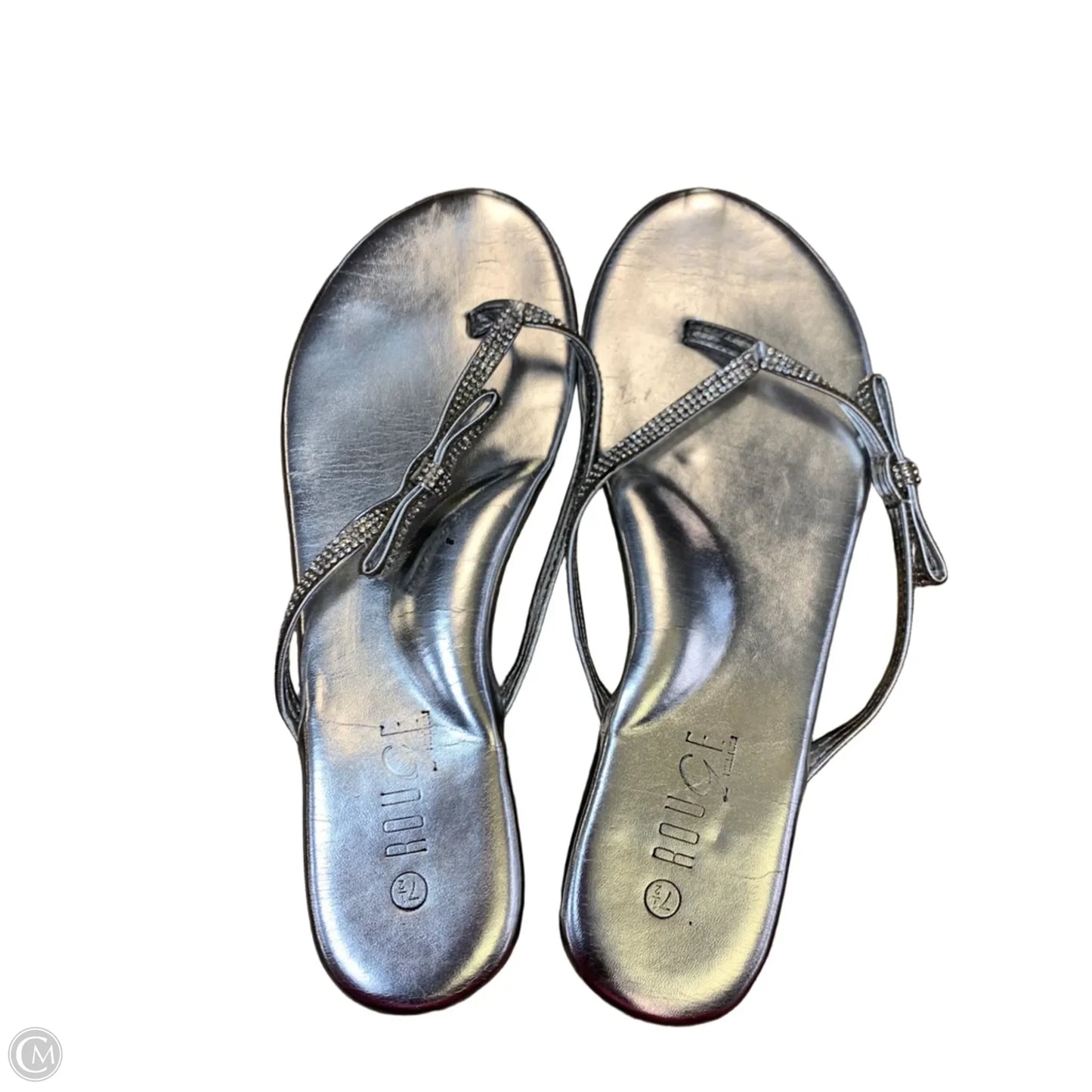 Sandals Flip Flops By Rouge In Silver, Size: 7.5