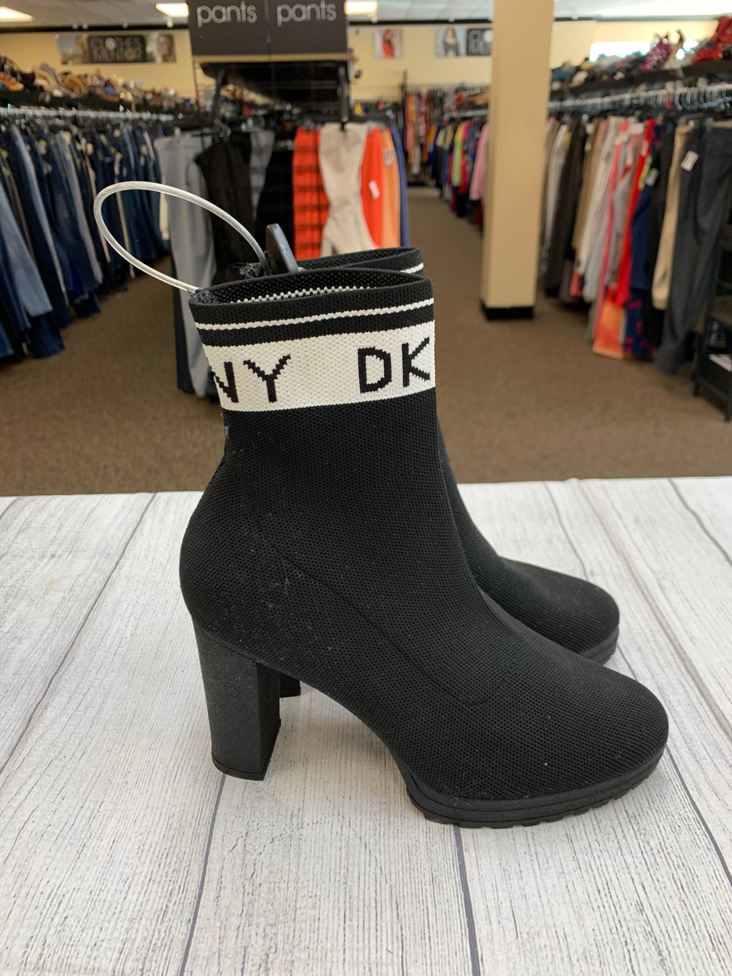 Black Boots Ankle Heels Dkny, Size 9