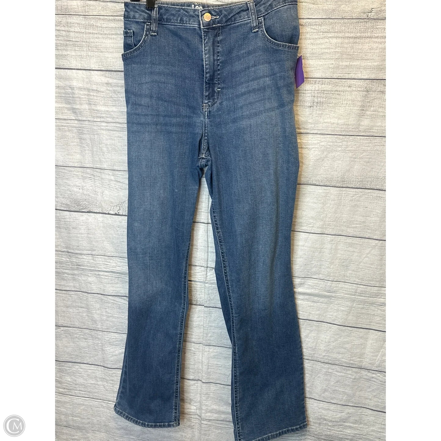 Jeans Straight By Lee In Blue Denim, Size: 22