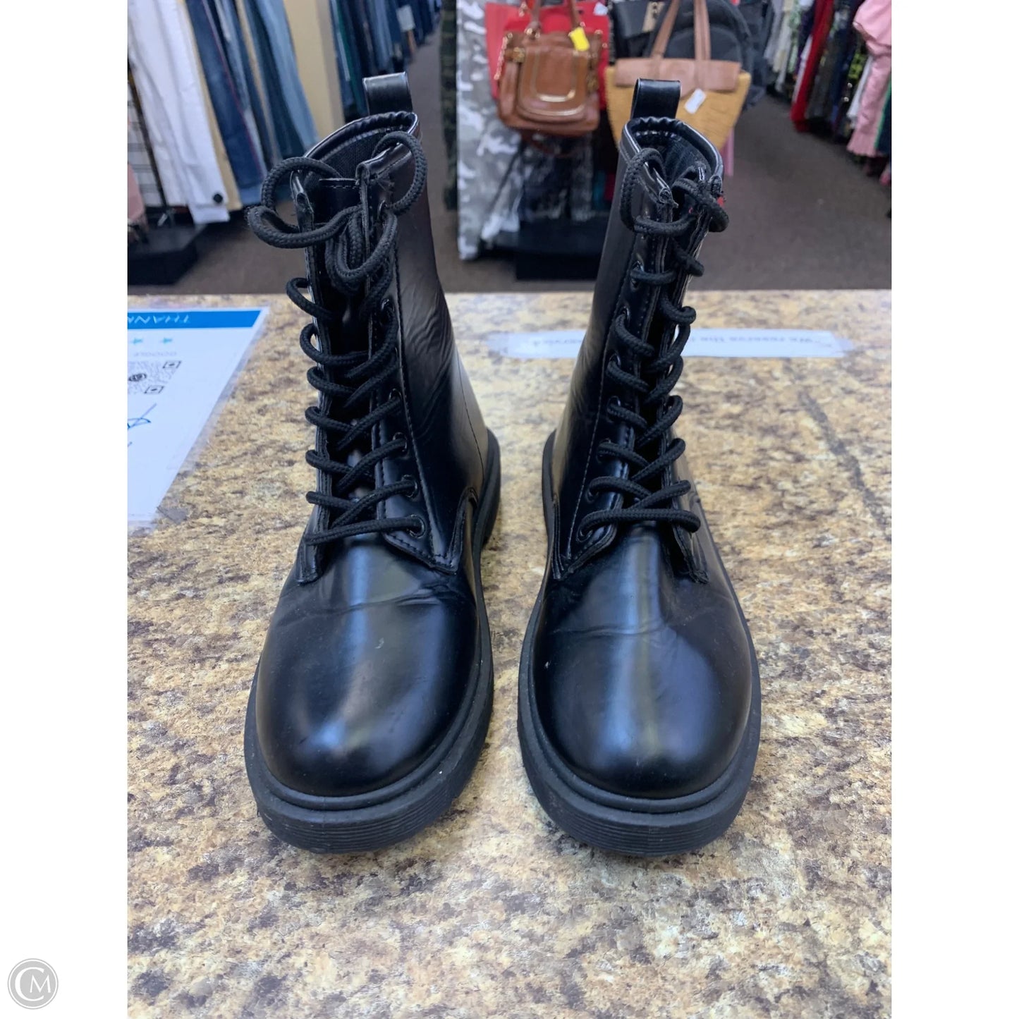 Boots Mid-calf Flats By Clothes Mentor In Black, Size: 7