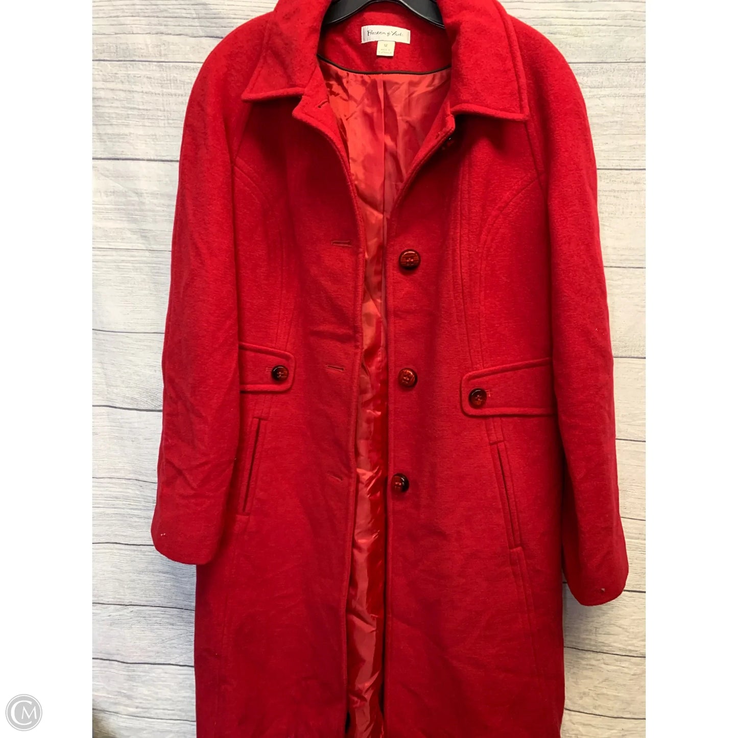 Coat Wool By Preston And New York In Red, Size: 12