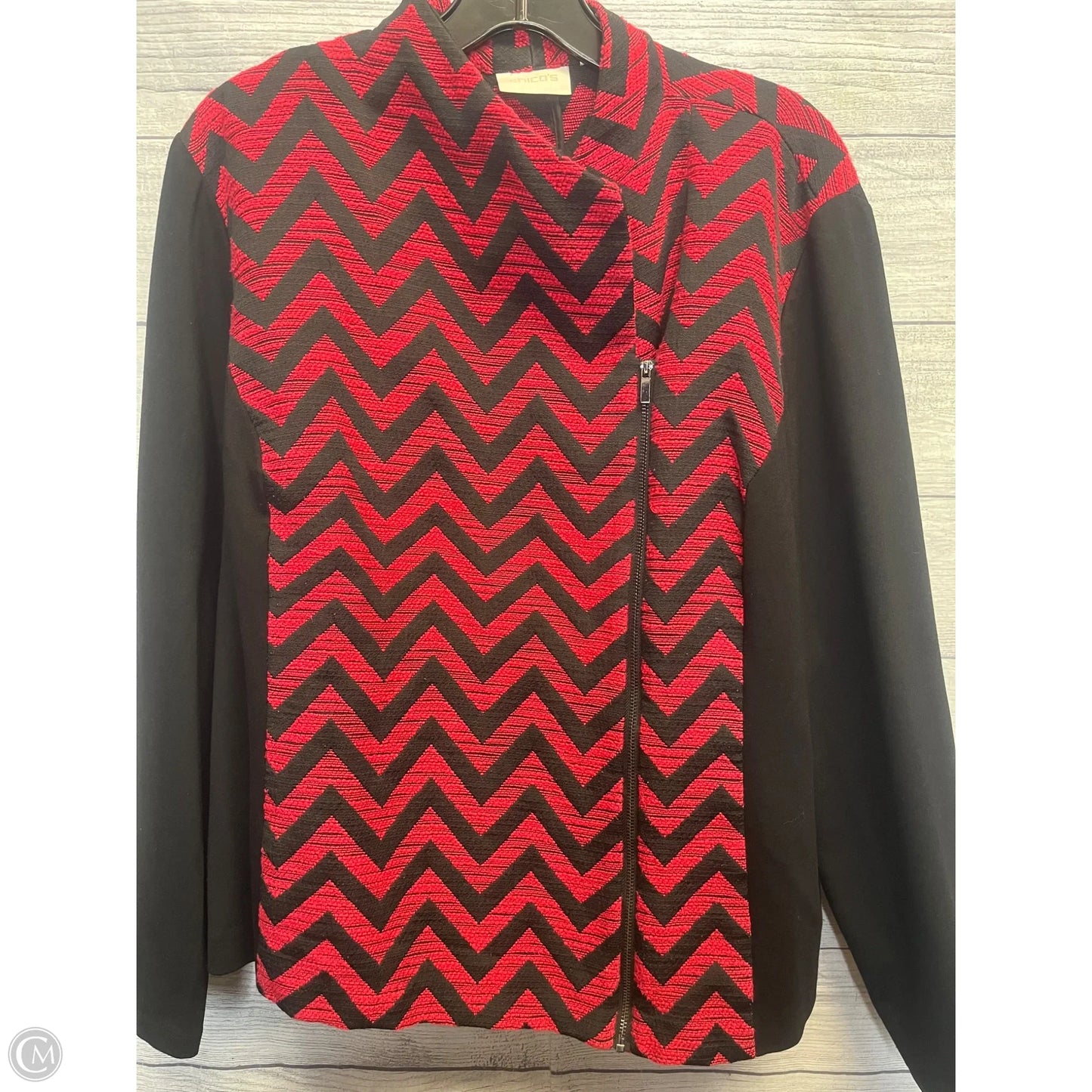 Jacket Other By Chicos In Black & Red, Size: 3x