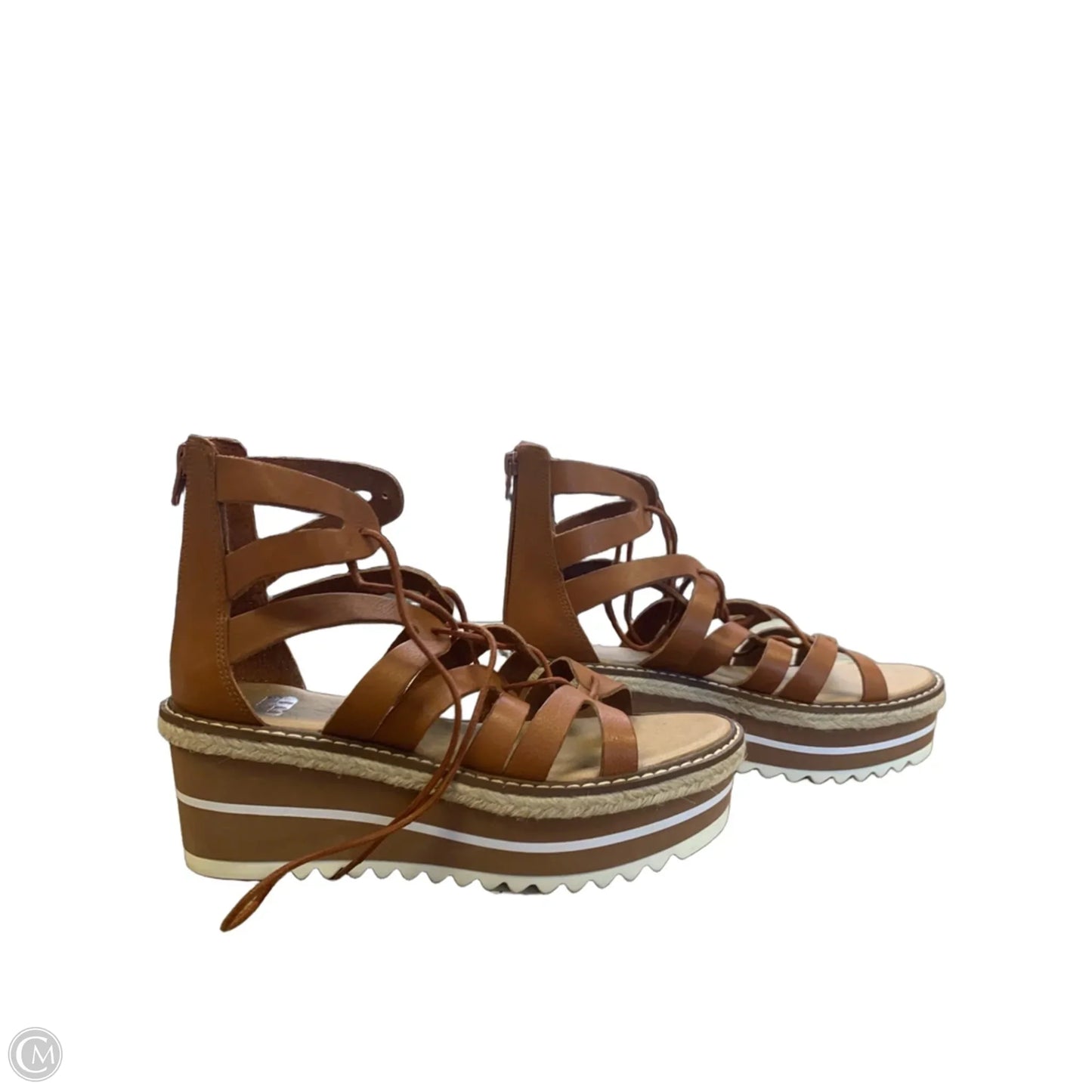 Shoes Heels Wedge By Gb In Bronze, Size: 8