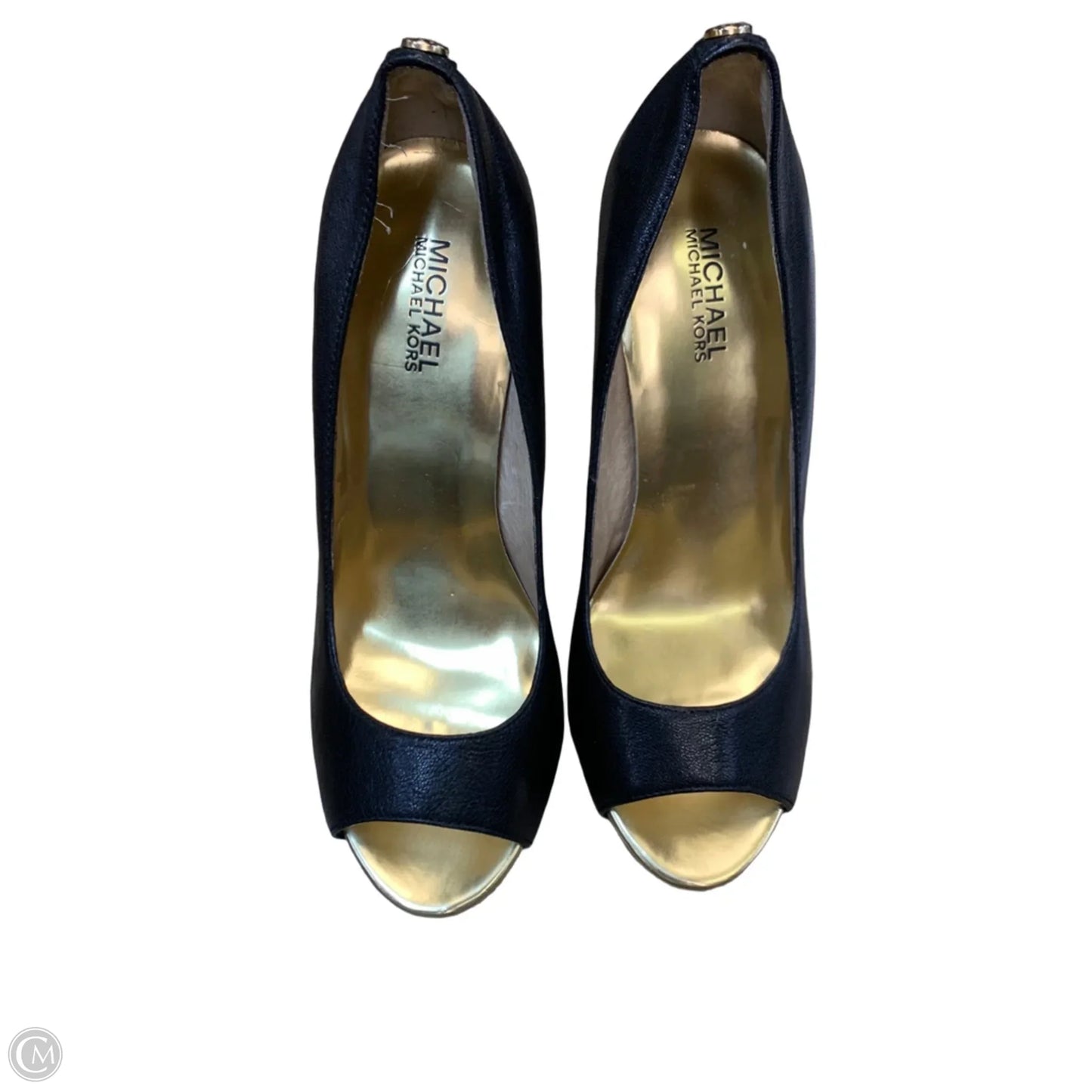 Shoes Heels Stiletto By Michael By Michael Kors In Black & Gold, Size: 9
