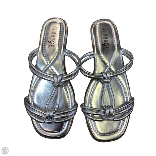 Sandals Flip Flops By Clothes Mentor In Silver, Size: 9