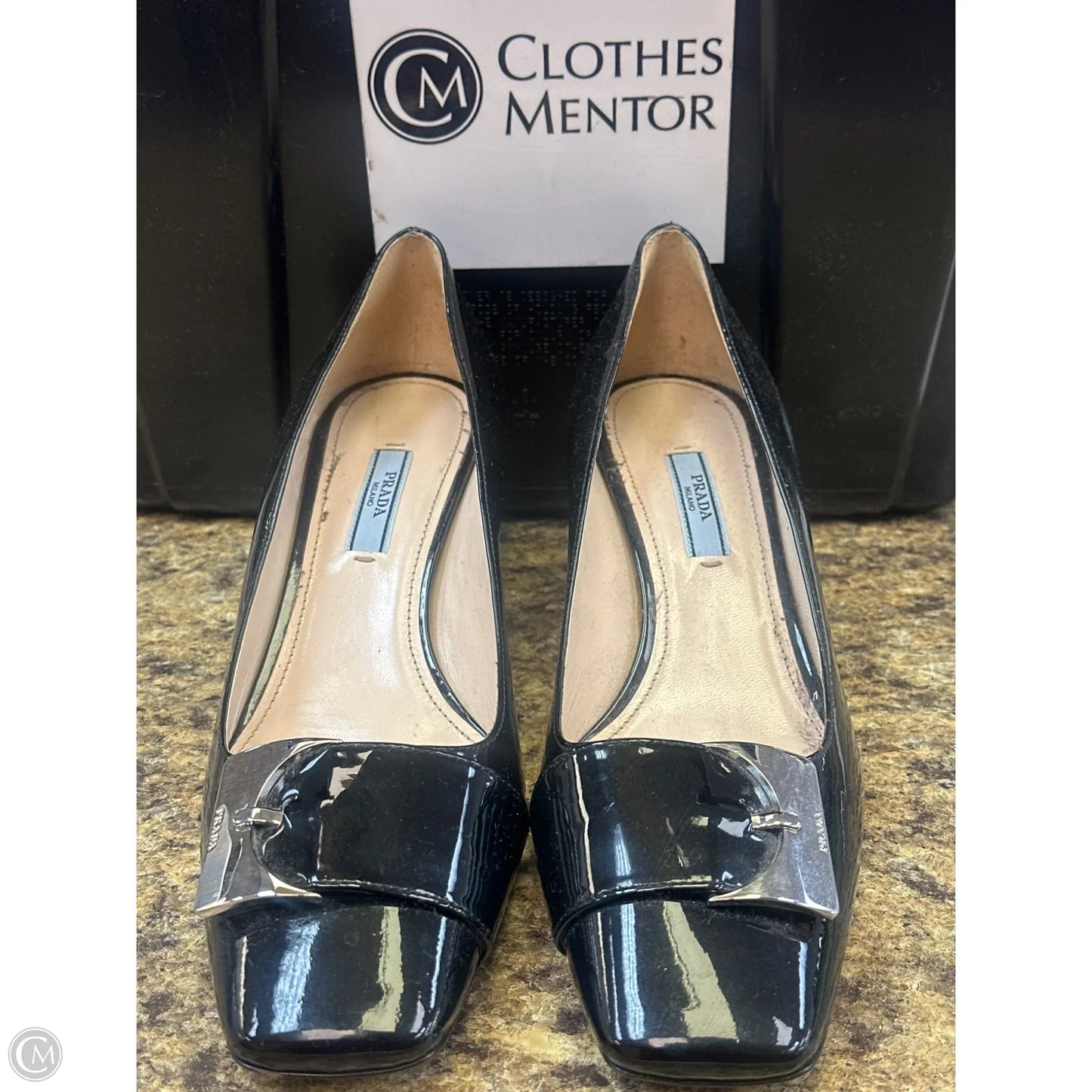 Shoes Heels Block By Prada In Black, Size: 39