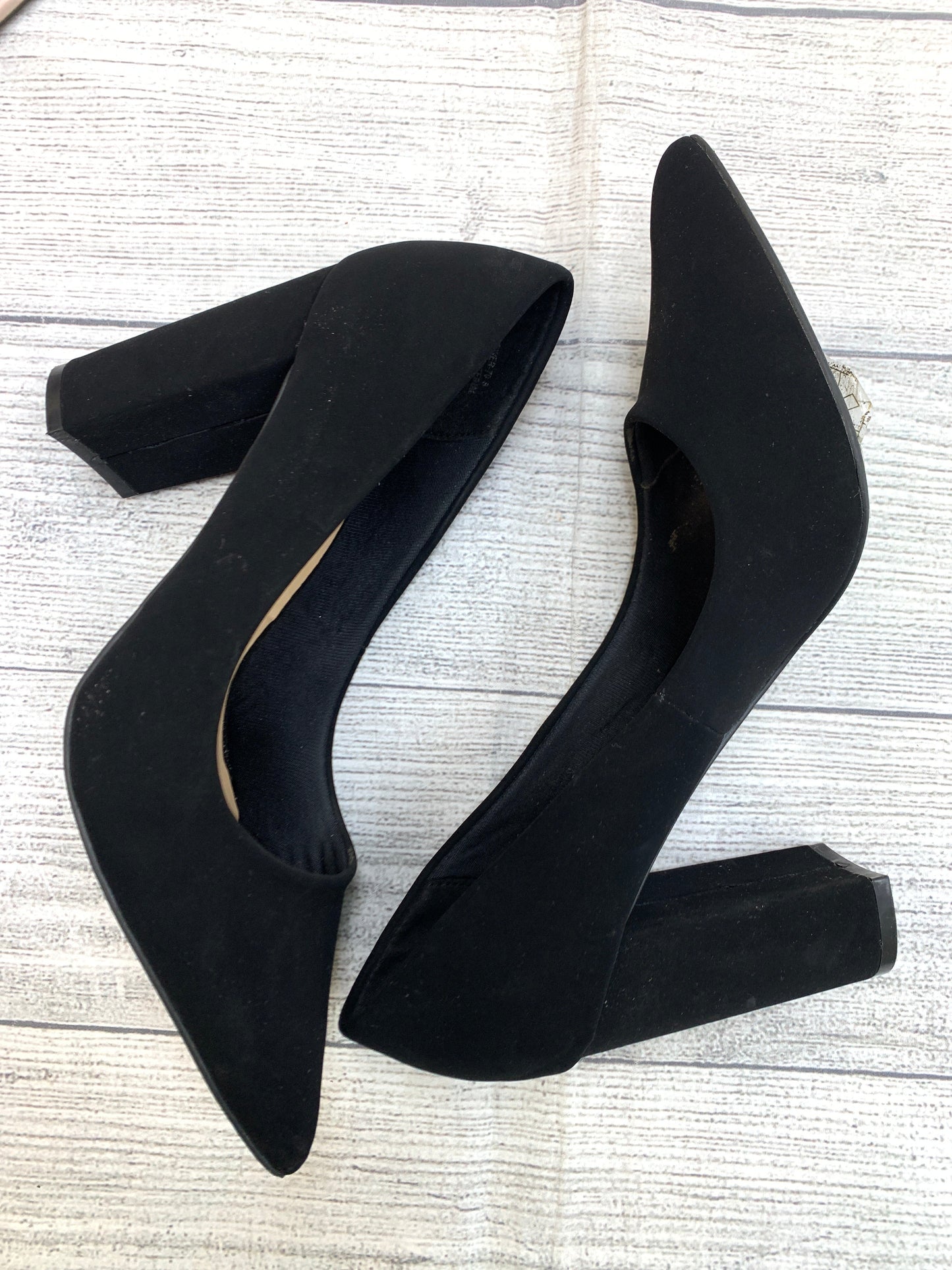 Black Shoes Heels Block Bamboo, Size 8